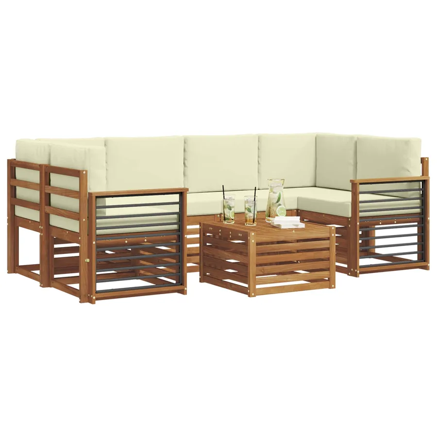 Ensemble de canapés d'extérieur 7 pcs Naturel et Crème - 3