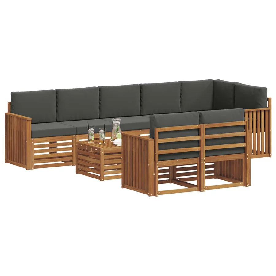 Ensembles de canapés avec coussin 9 pcs Naturel et Anthracite - 3