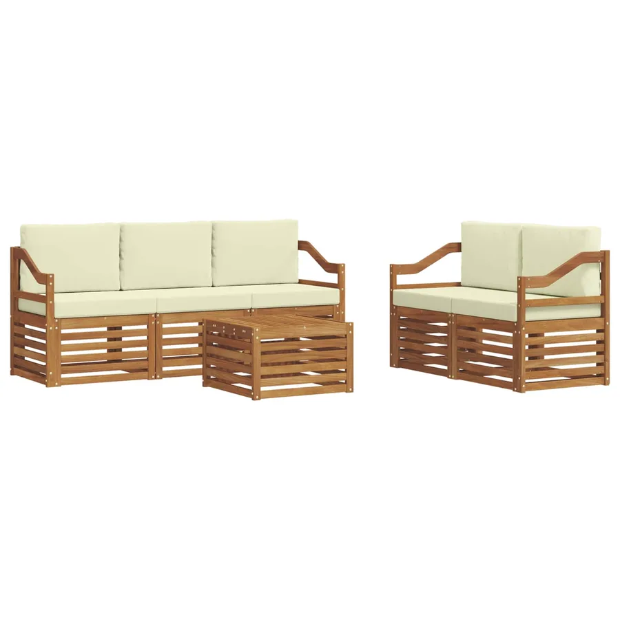 Ensembles de canapés avec coussin 6 pcs Naturel et Crème - 2