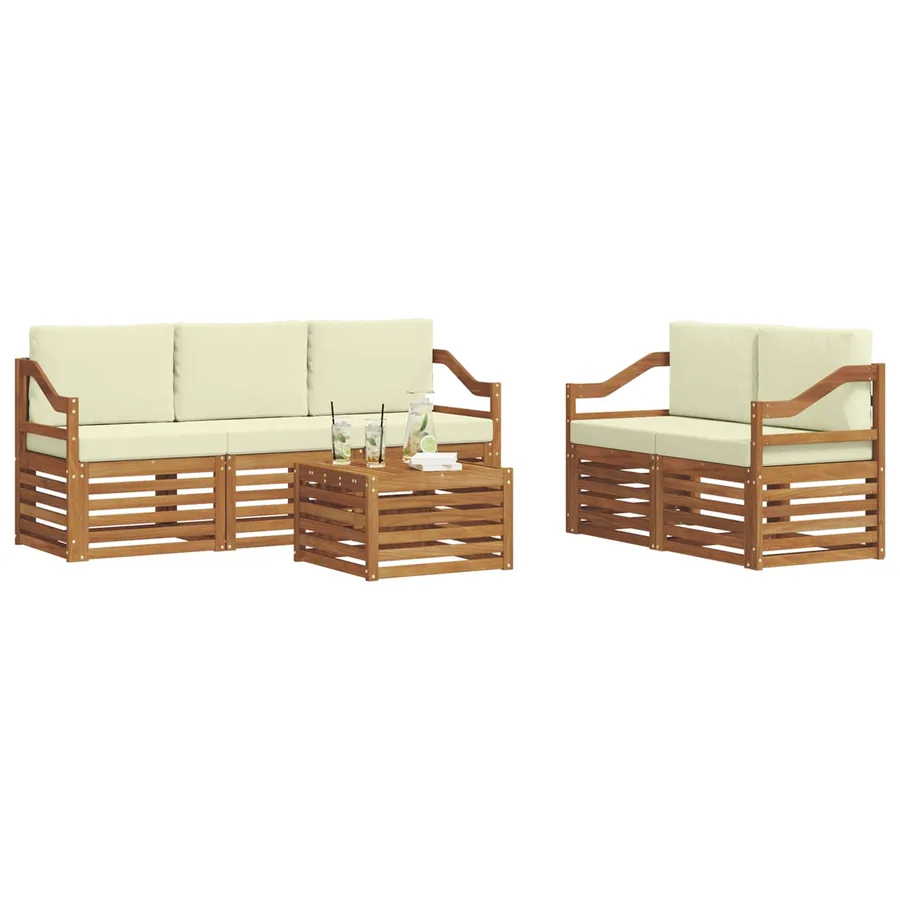 Ensembles de canapés avec coussin 6 pcs Naturel et Crème - 3