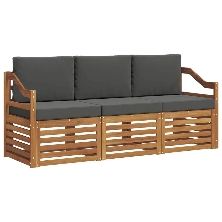 Ensembles de canapés avec coussin 3 pcs Naturel et Anthracite - 2