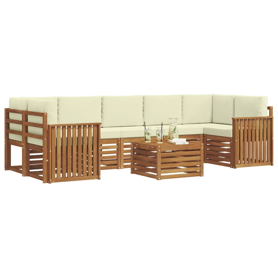 Ensemble de canapés d'extérieur 8 pcs Naturel et Crème - 3