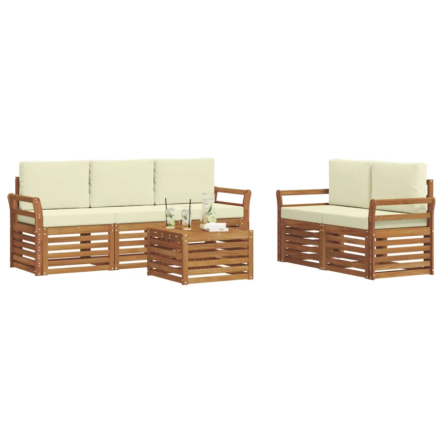 Ensembles de canapés avec coussin 6 pcs Naturel et Crème - 3