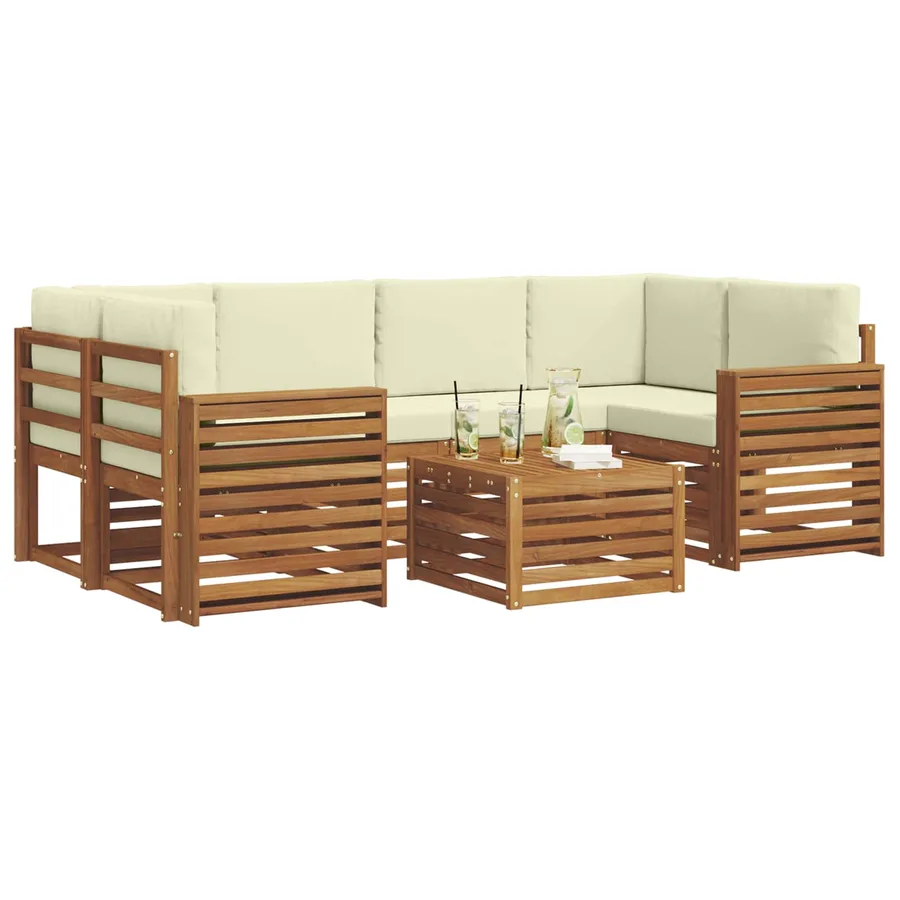 Ensemble de canapés d'extérieur 7 pcs Naturel et Crème - 3