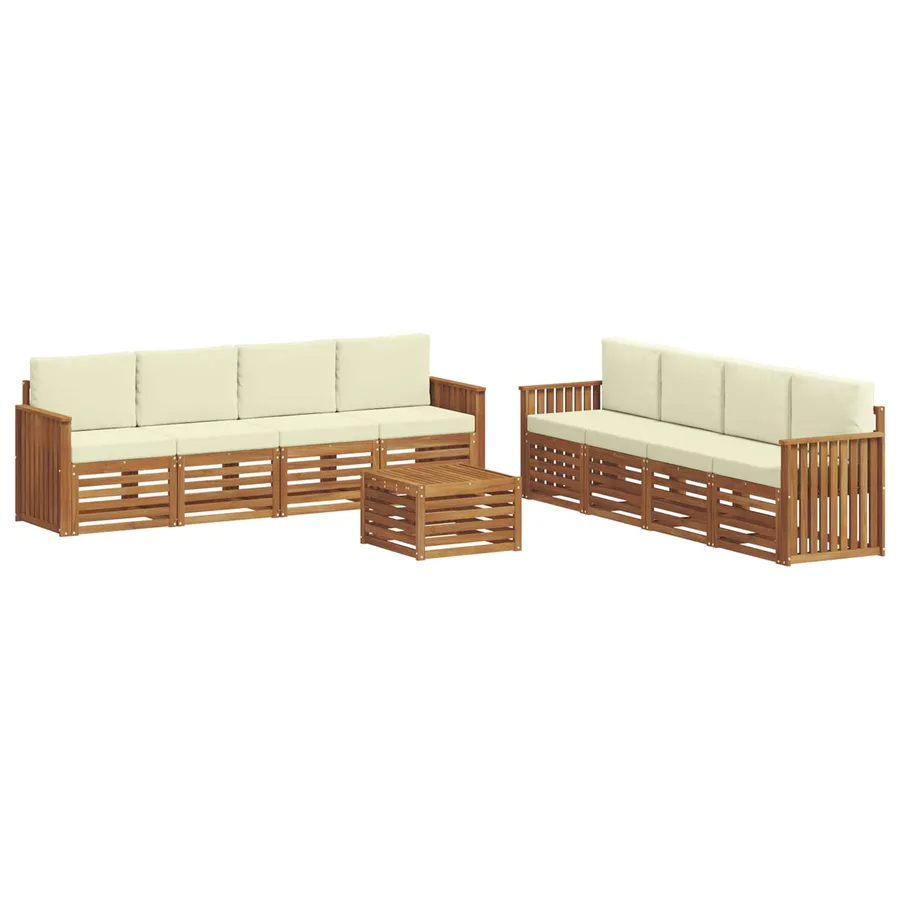 Ensembles de canapés avec coussin 9 pcs Naturel et Crème - 2