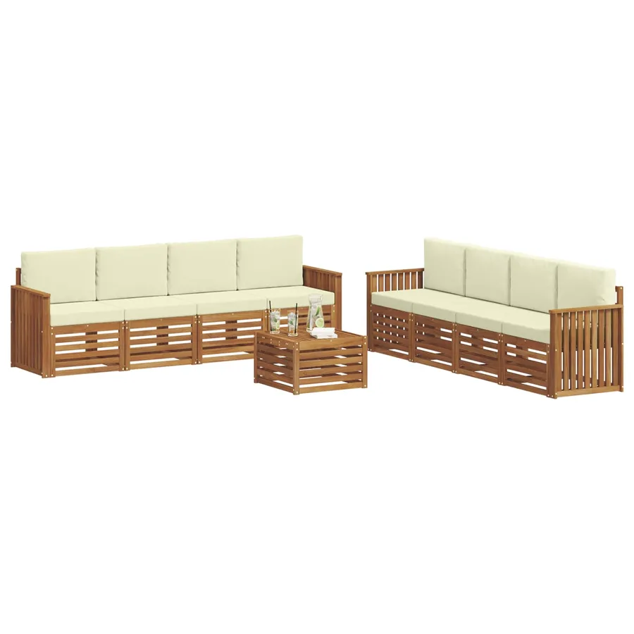 Ensembles de canapés avec coussin 9 pcs Naturel et Crème - 3