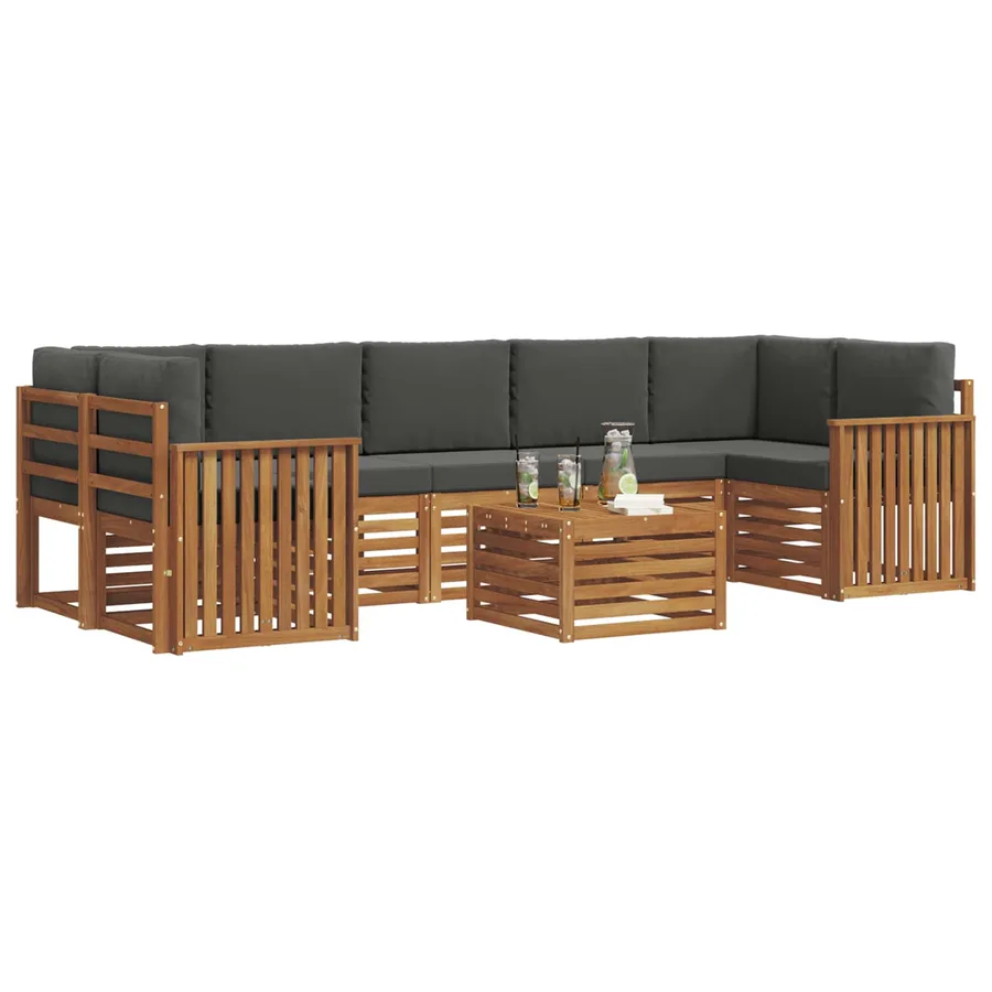 Ensemble de canapés d'extérieur 8 pcs Naturel et Anthracite - 3
