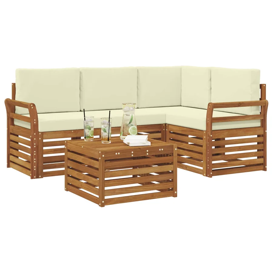 Ensemble de canapés d'extérieur 5 pcs Naturel et Crème - 3