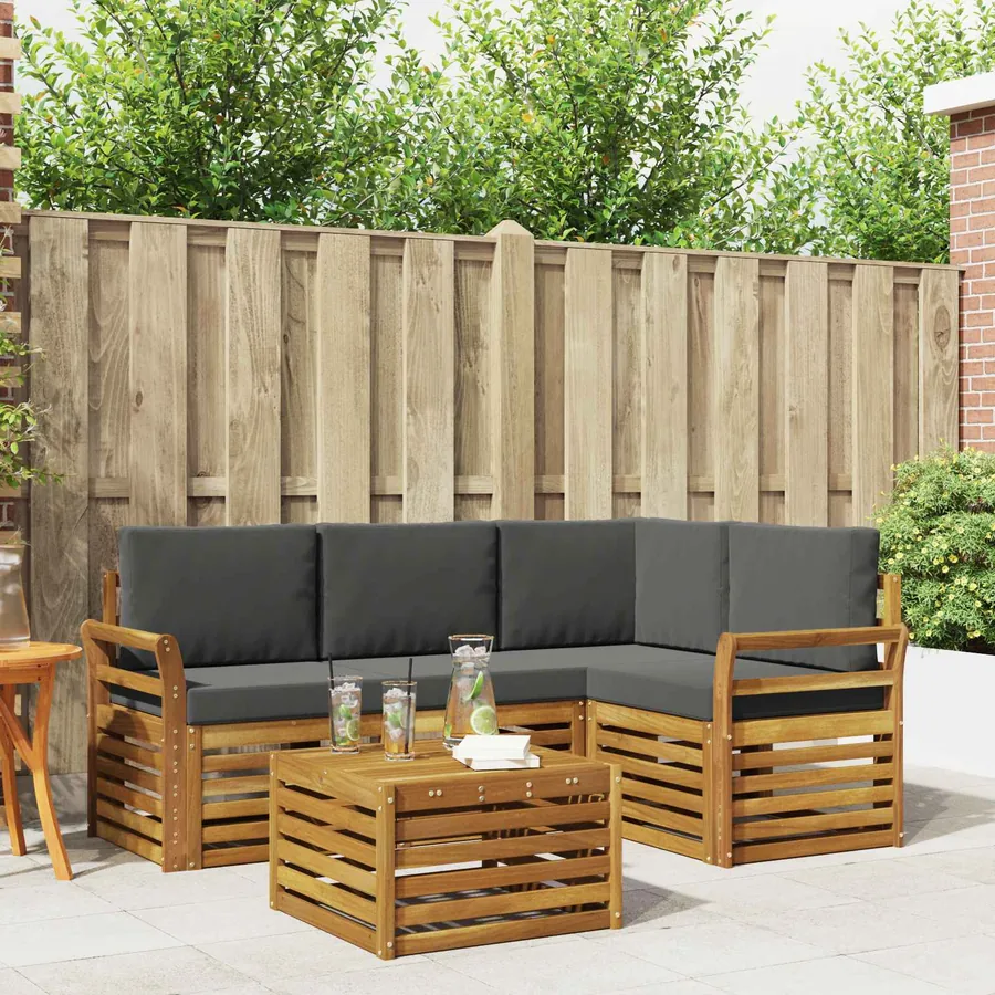 Ensemble de canapés d'extérieur 5 pcs Naturel et Anthracite