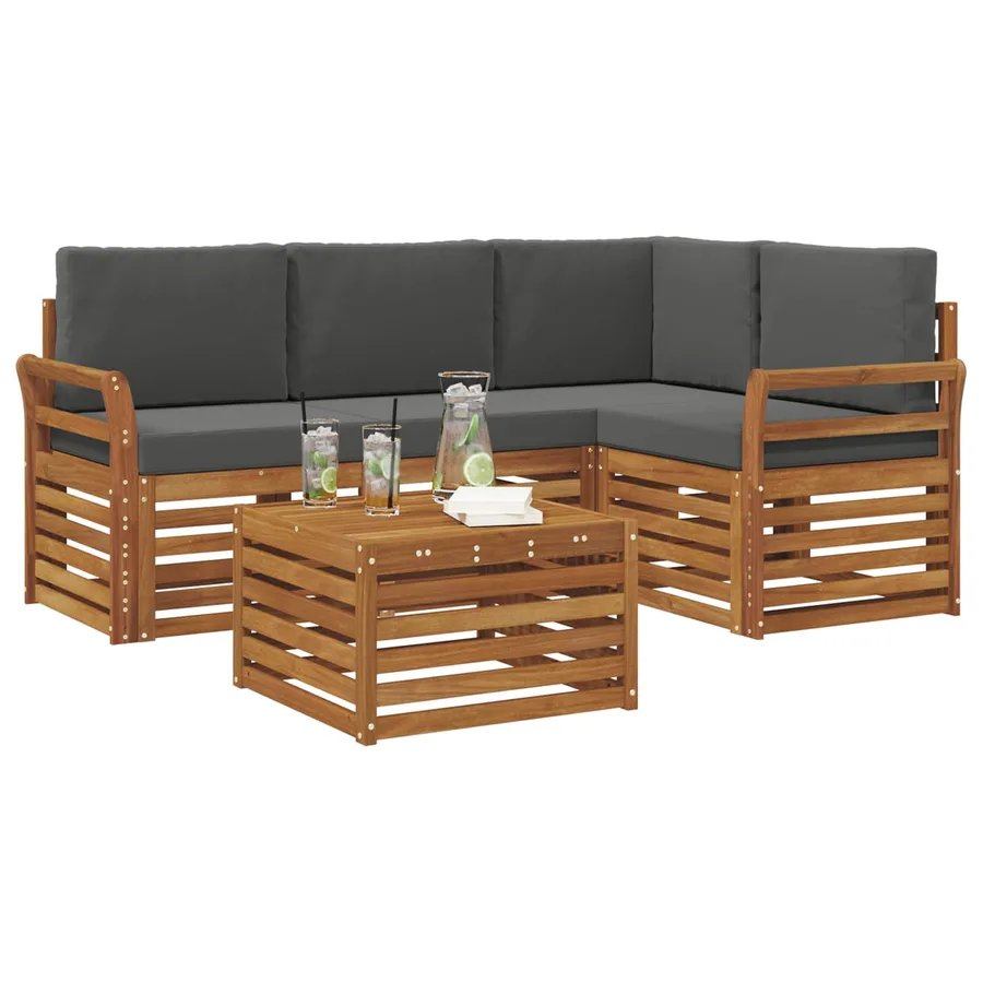 Ensemble de canapés d'extérieur 5 pcs Naturel et Anthracite - 3