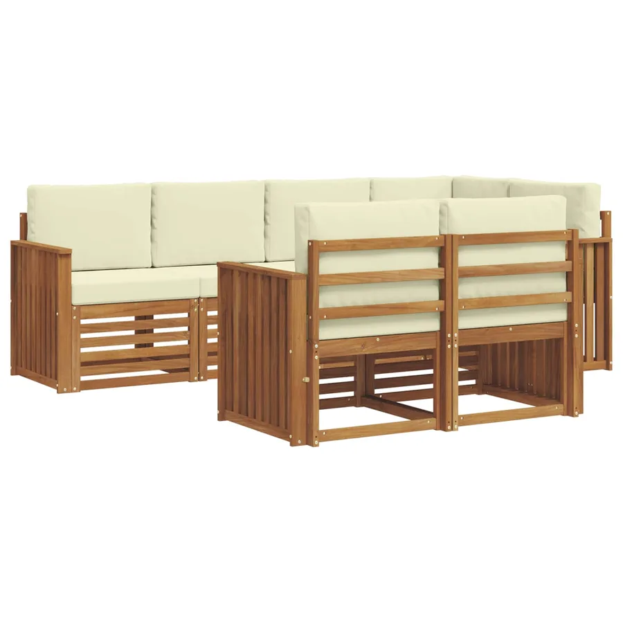 Ensemble de canapé d'angle avec coussin 7 pcs Naturel et Crème - 2