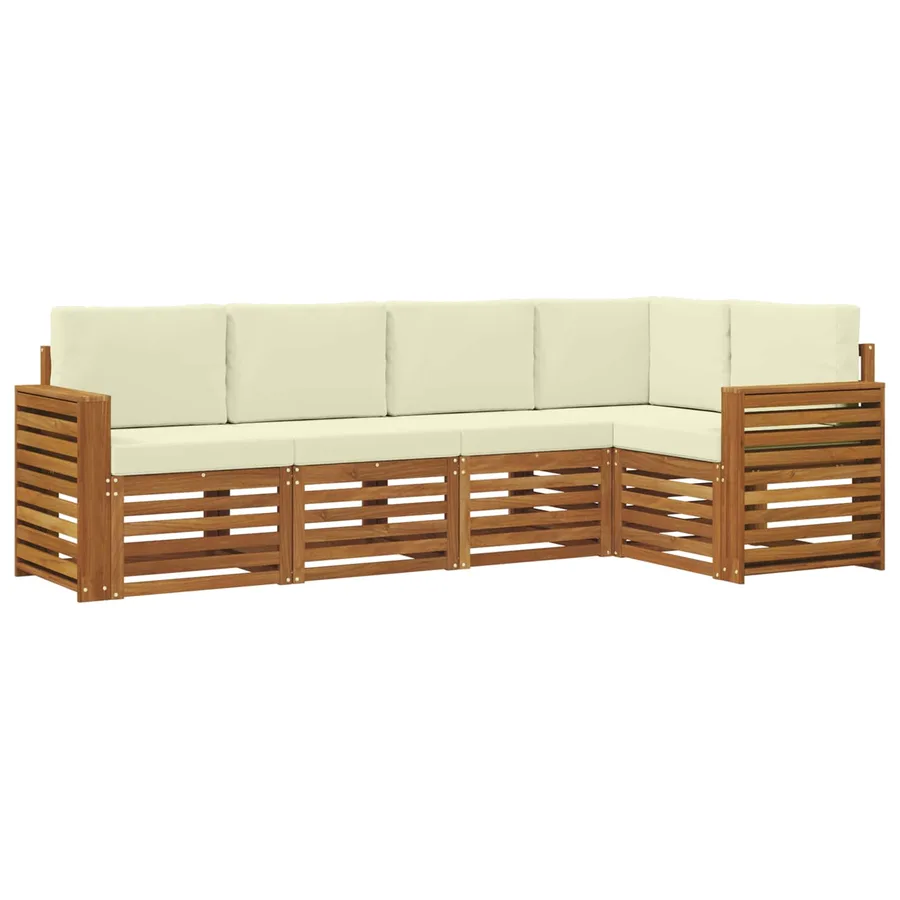 Ensemble de canapé d'angle avec coussin 5 pcs Naturel et Crème - 2