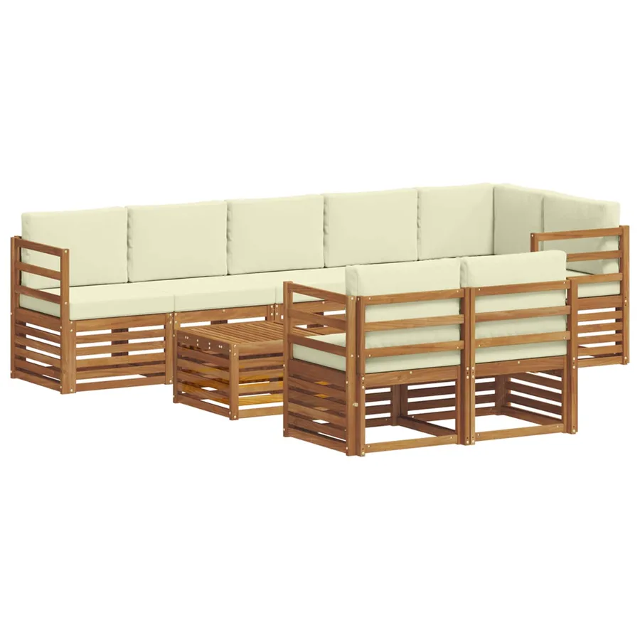 Ensembles de canapés avec coussin 9 pcs Naturel et Crème - 2