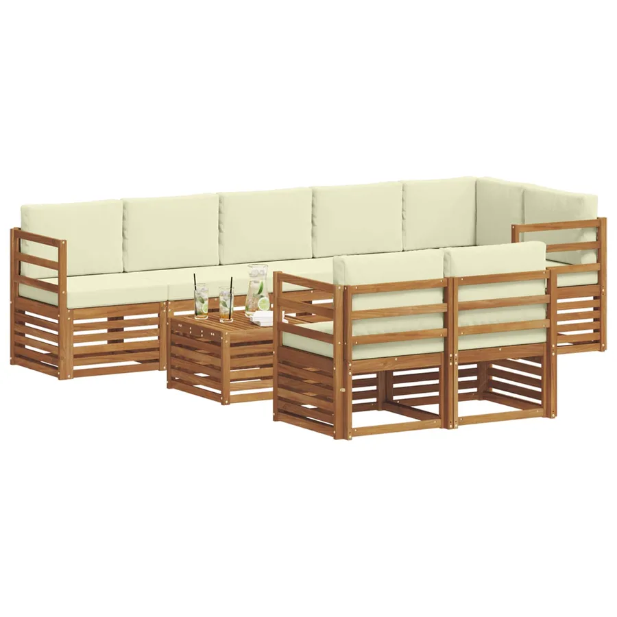 Ensembles de canapés avec coussin 9 pcs Naturel et Crème - 3