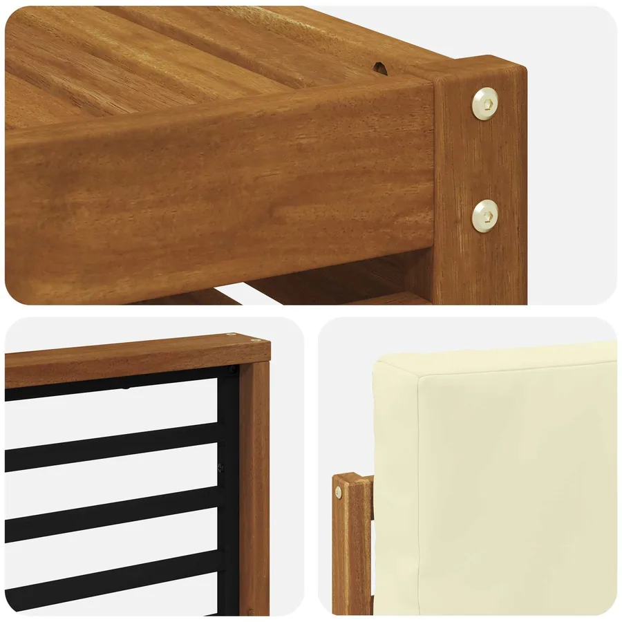 Ensemble de canapé d'angle avec coussin 6 pcs Naturel et Crème - 7