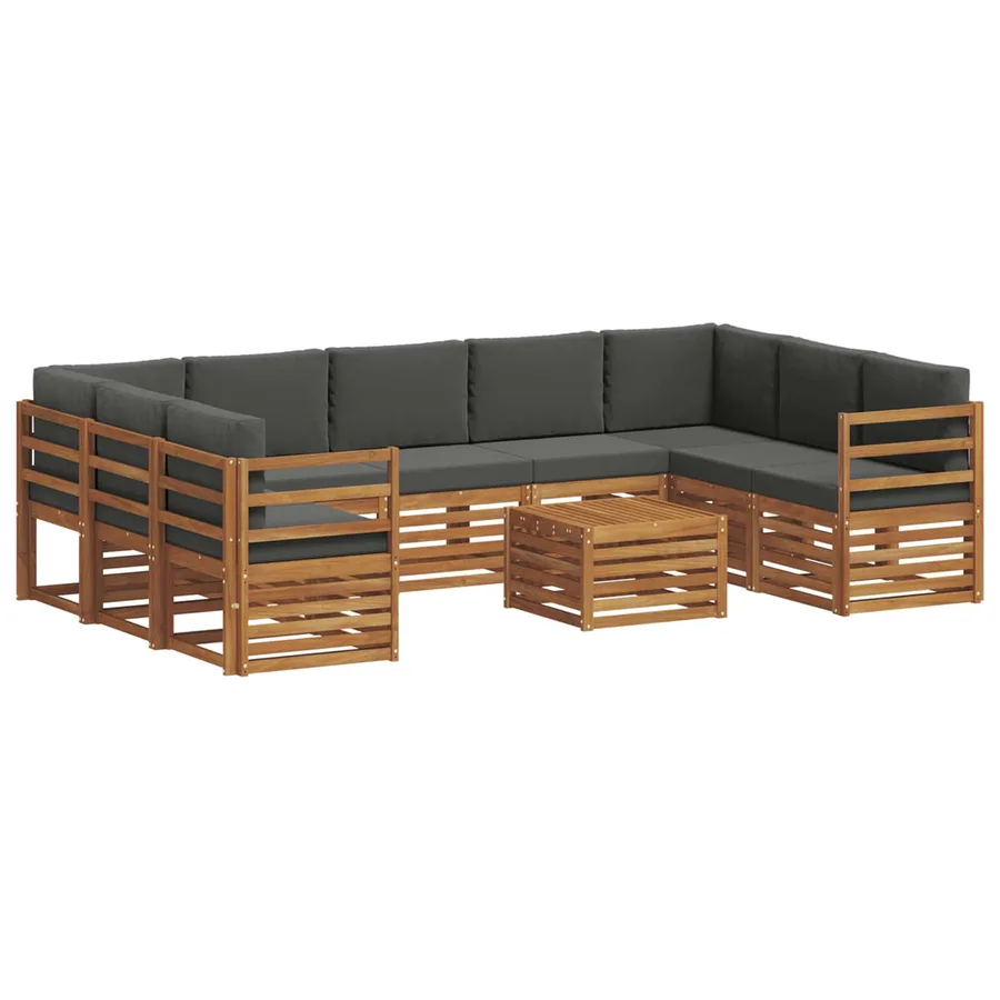 Ensembles de canapés avec coussin 10 pcs Naturel et Anthracite - 2