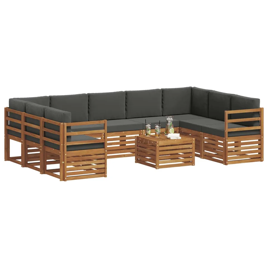 Ensembles de canapés avec coussin 10 pcs Naturel et Anthracite - 3