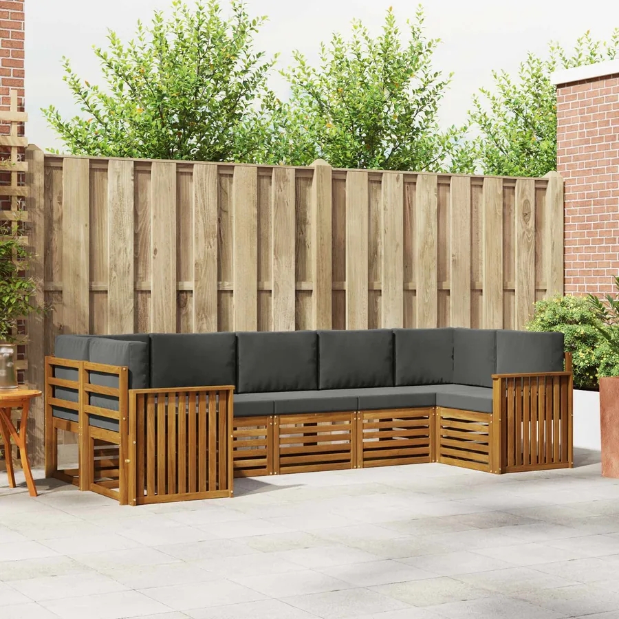 Ensemble de canapé d'angle 7 pcs Naturel et Anthracite