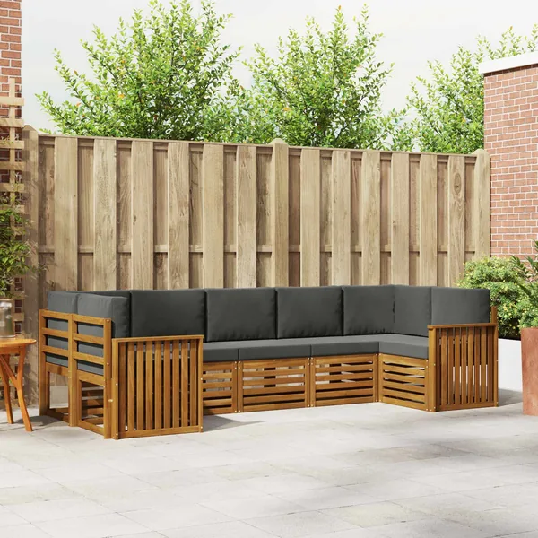 Ensemble de canapé d'angle 7 pcs Naturel et Anthracite