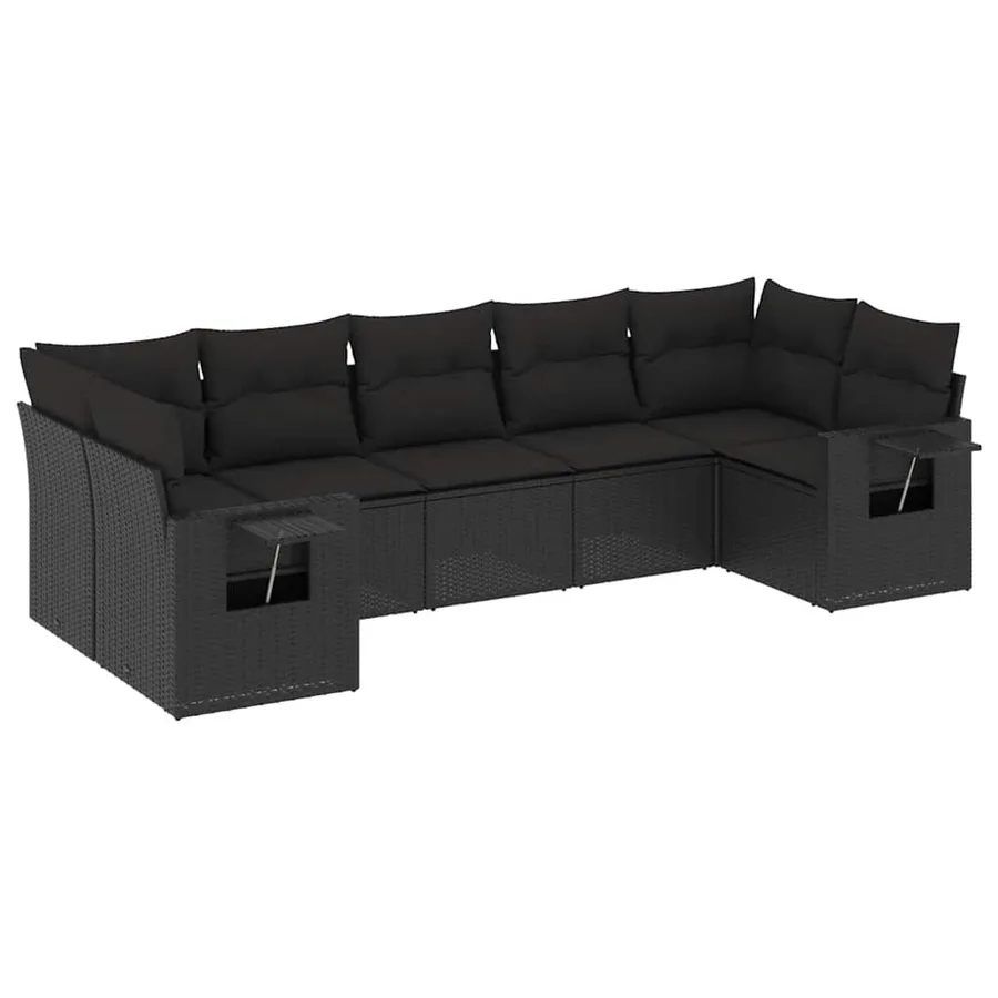 Salon de jardin 7 pcs avec coussins noir résine tressée 55 x 62 x 69 cm - 63,2 kg - 2