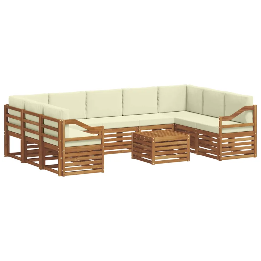 Ensembles de canapés avec coussin 10 pcs Naturel et Crème - 2