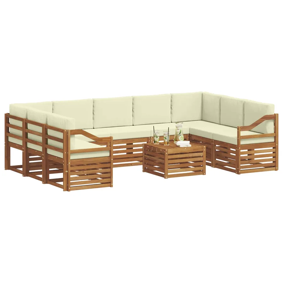 Ensembles de canapés avec coussin 10 pcs Naturel et Crème - 3
