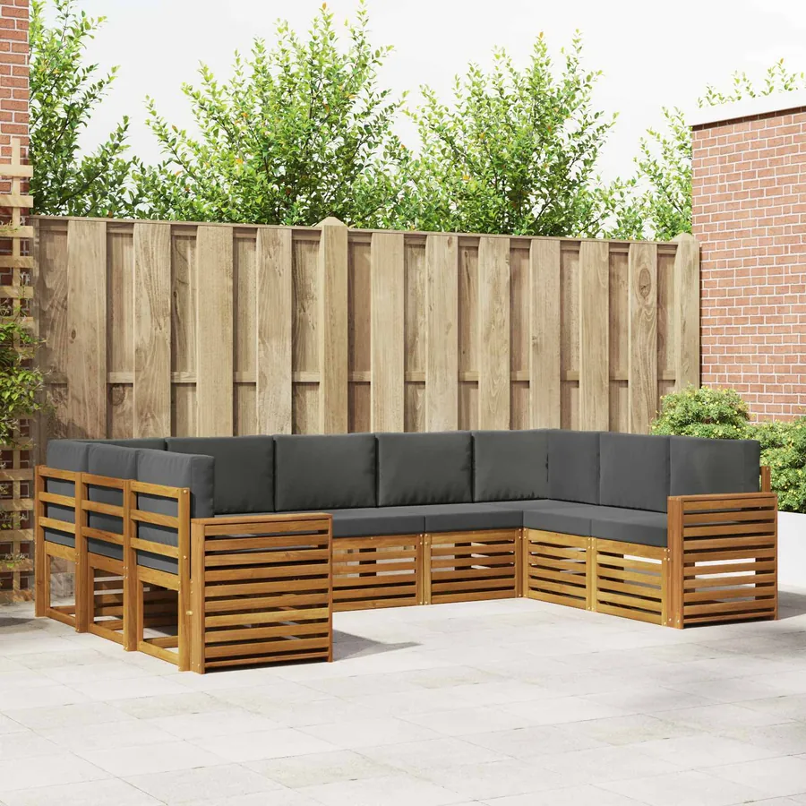 Ensemble de canapé d'angle 9 pcs Naturel et Anthracite