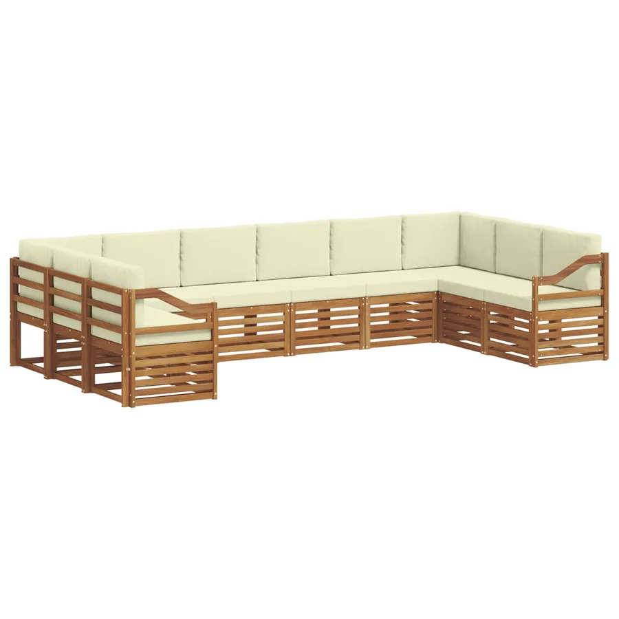 Ensemble de canapé d'angle avec coussin 10 pcs Naturel et Crème - 2