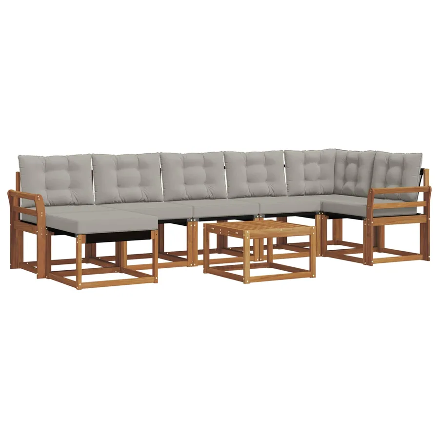 Ensemble de canapés d'extérieur 8 pcs Gris Naturel et Clair - 2