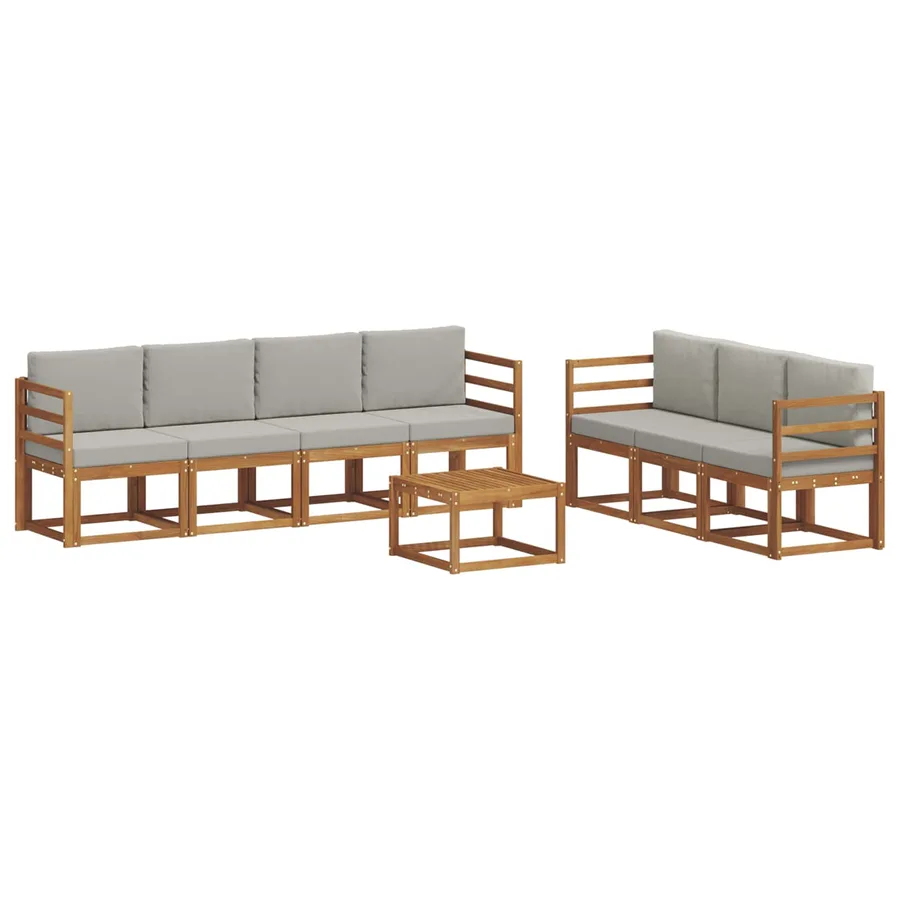 Ensemble de canapés d'extérieur 8 pcs Gris Naturel et Clair - 2