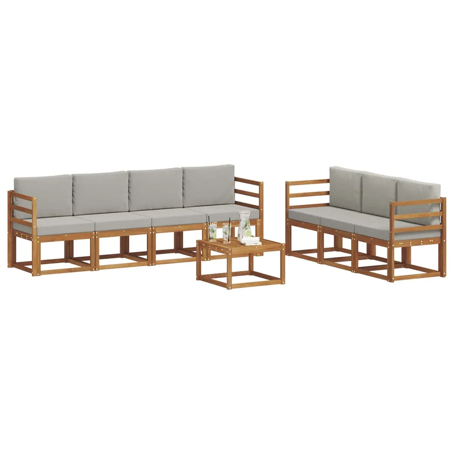 Ensemble de canapés d'extérieur 8 pcs Gris Naturel et Clair - 3