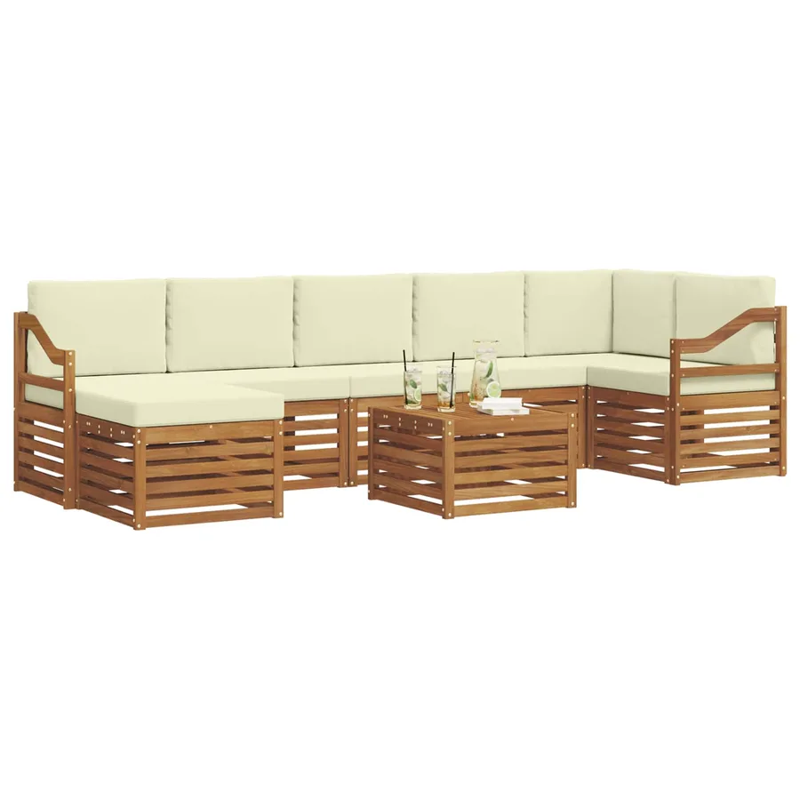 Ensemble de canapés d'extérieur 8 pcs Naturel et Crème - 3