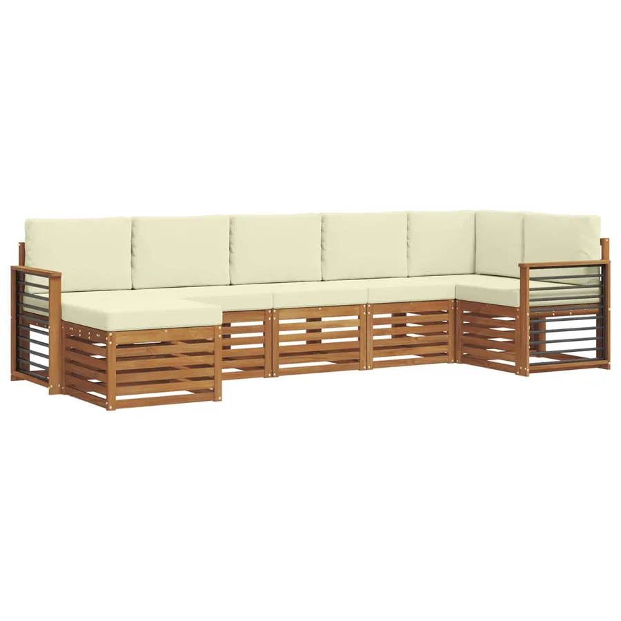Ensemble de canapé d'angle avec coussin 7 pcs Naturel et Crème - 2