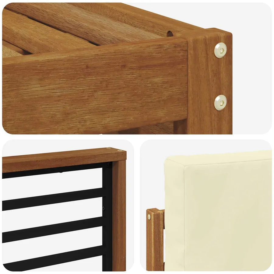 Ensemble de canapé d'angle avec coussin 7 pcs Naturel et Crème - 6