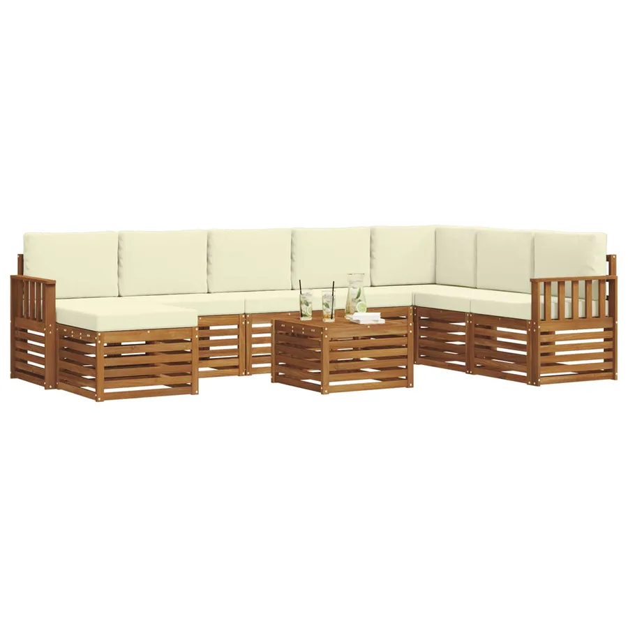 Ensemble de canapés d'extérieur 9 pcs Naturel et Crème - 3
