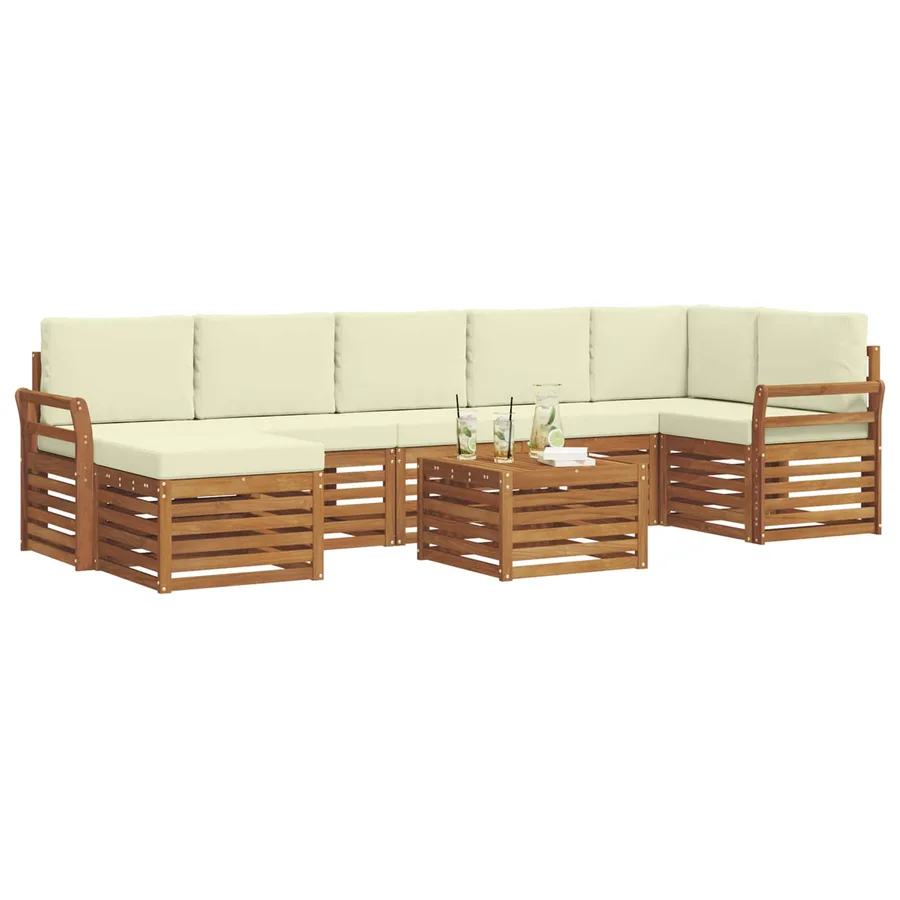 Ensemble de canapés d'extérieur 8 pcs Naturel et Crème - 3