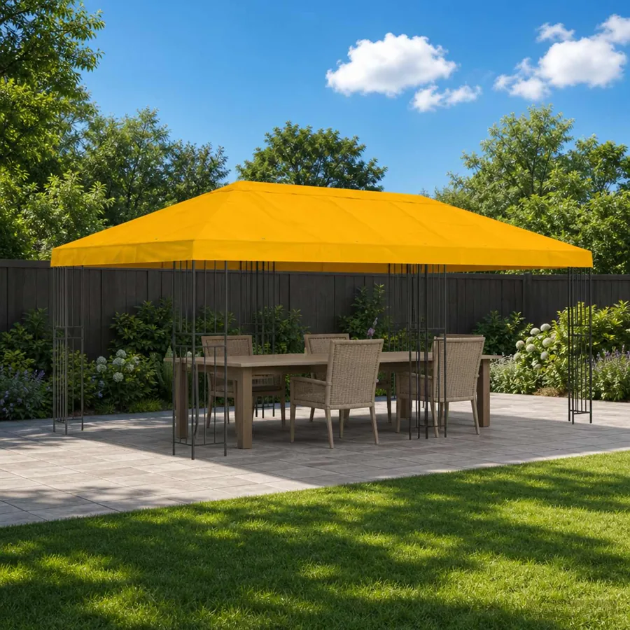 Gazebo avec murs latéraux 6 x 3 m Jaune Polyester et Acier 190