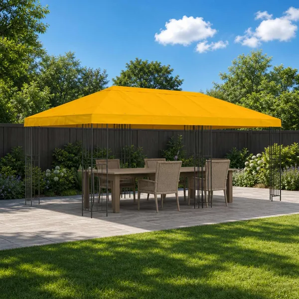 Gazebo avec murs latéraux 6 x 3 m Jaune Polyester et Acier 190