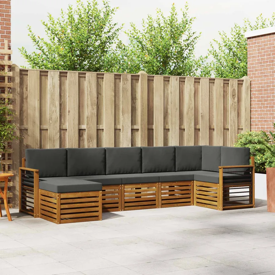 Ensemble de canapé d'angle 7 pcs Naturel et Anthracite