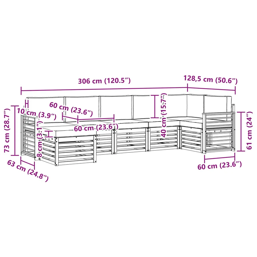 Ensemble de canapé d'angle 7 pcs Naturel et Anthracite - 8