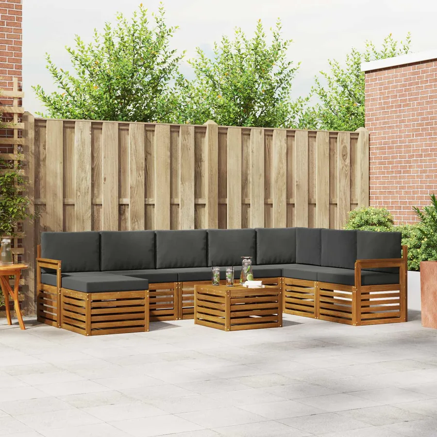 Ensemble de canapés d'extérieur 9 pcs Naturel et Anthracite