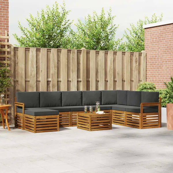 Ensemble de canapés d'extérieur 9 pcs Naturel et Anthracite