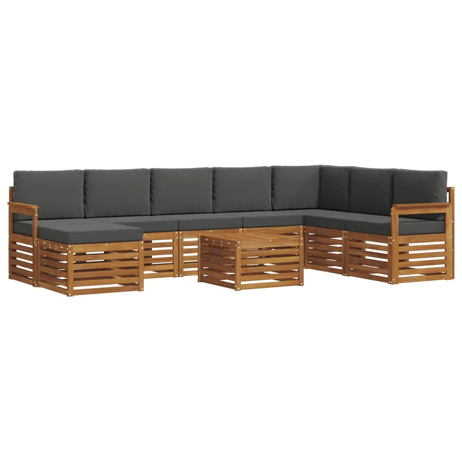 Ensemble de canapés d'extérieur 9 pcs Naturel et Anthracite - 2