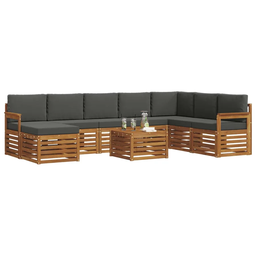 Ensemble de canapés d'extérieur 9 pcs Naturel et Anthracite - 3