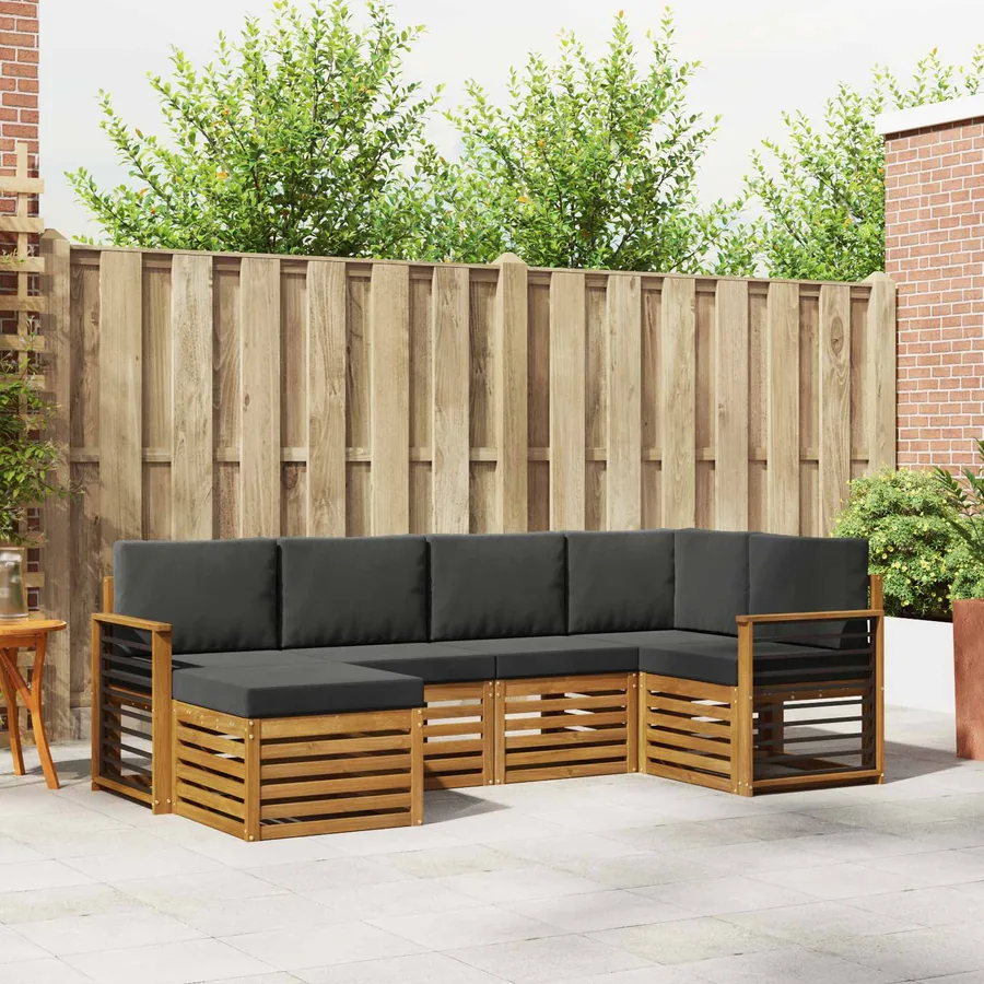 Ensemble de canapé d'angle 6 pcs Naturel et Anthracite