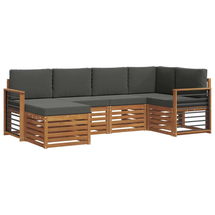 Ensemble de canapé d'angle 6 pcs Naturel et Anthracite - 2