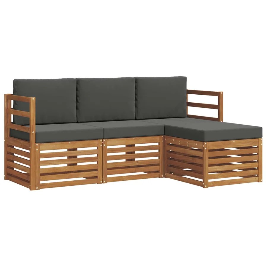 Ensemble de canapés d'extérieur 4 pcs Naturel et Anthracite - 2