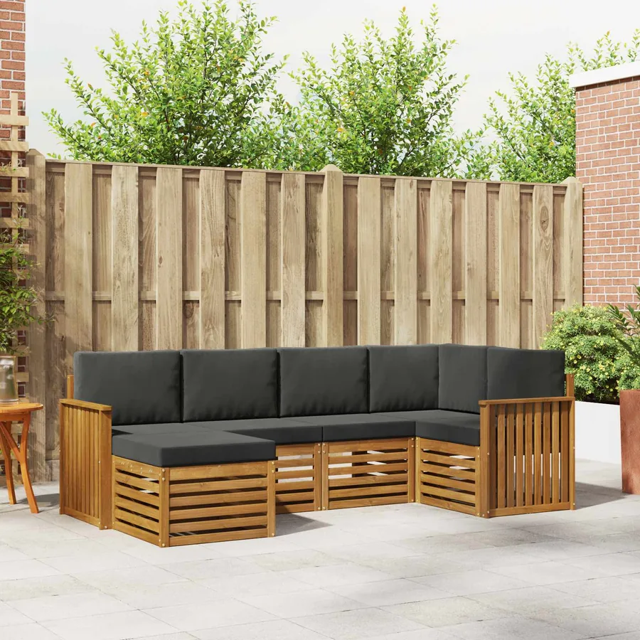 Ensemble de canapé d'angle 6 pcs Naturel et Anthracite
