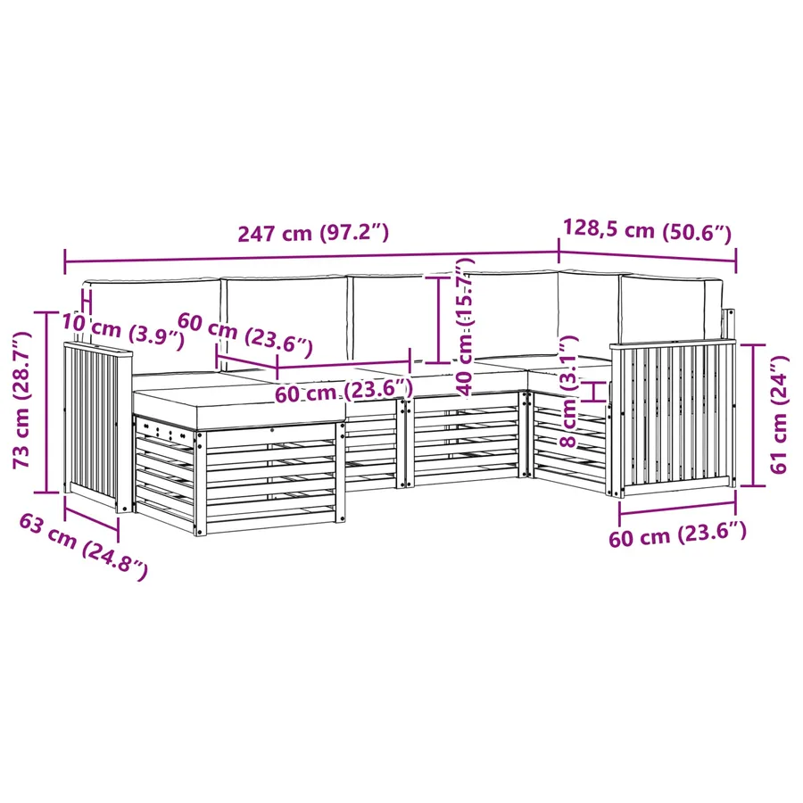 Ensemble de canapé d'angle 6 pcs Naturel et Anthracite - 9