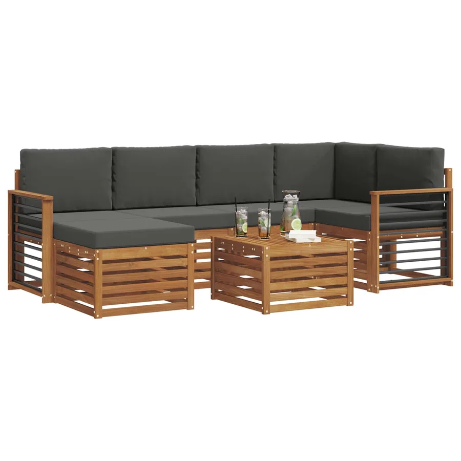 Ensemble de canapé d'angle 7 pcs Naturel et Anthracite - 3